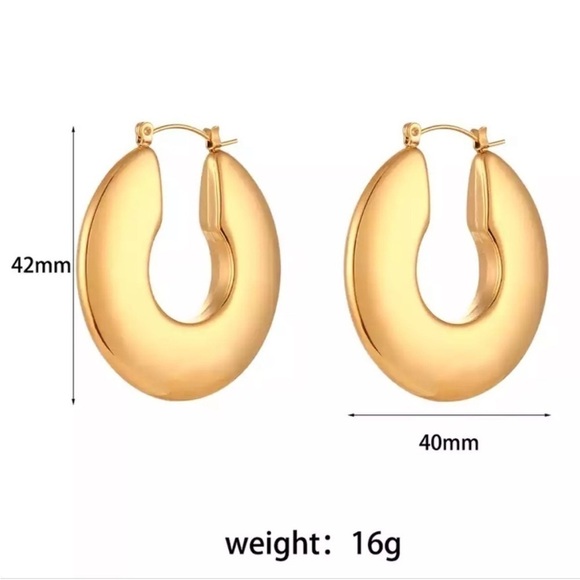 NEW 18K GOLD HOLLOW HOOP EARRINGS - Picture 7 of 10